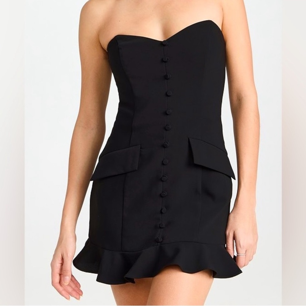 Amanda Uprichard Black Getty Strapless
Button Down Romper Mini Dress • M • nwt